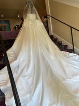 Gorgeous Long Ball Gown Strapless Satin Wedding Dress With Beadings Online