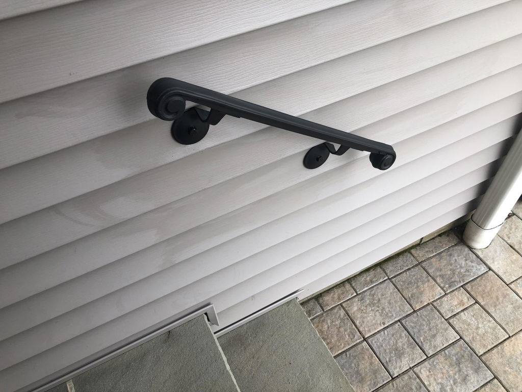 Hand-Forged Modern Handrail - 1 3/4'' Wrought Iron Handrail with Molding Cap, Volute Fist and Flat Black Finish