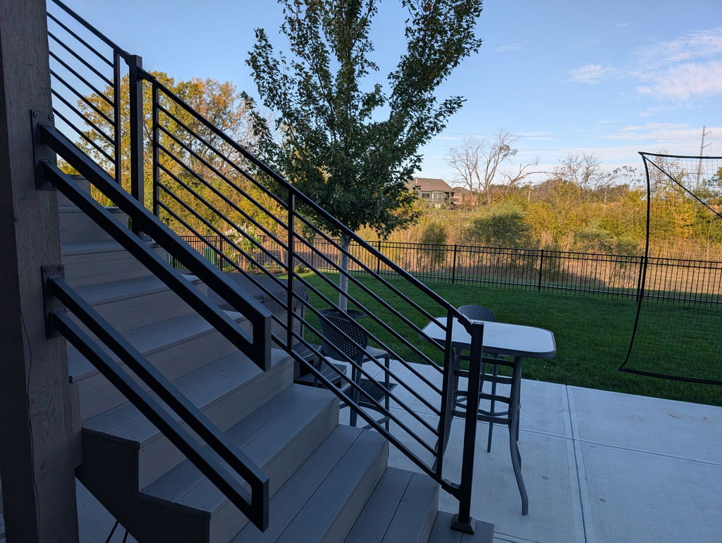 Modern Metal Handrail for Stairs - Custom Made 1.5'' x 1.5'' Wrought Iron Handrail with Flat Black Finish, Model 2
