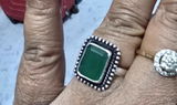 Big Square Jadau Silver Ring