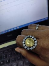 92.5 Gold Polished Silver Coin Queen Heritage Ring