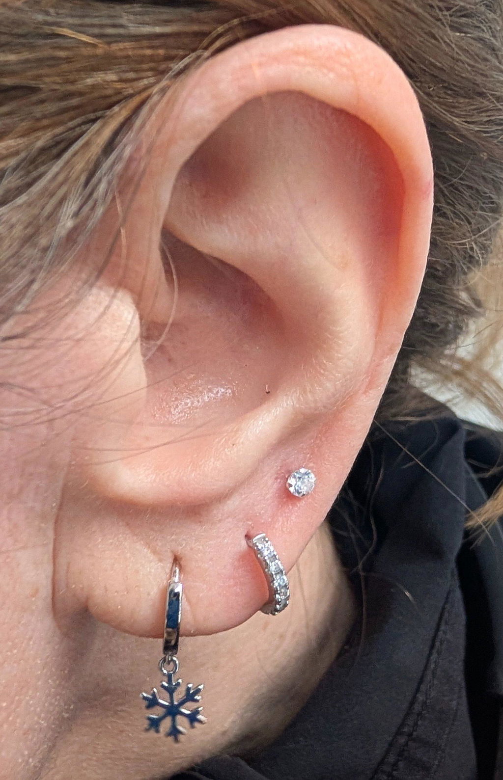 CZ Huggie Hoops in Sterling Silver, Silver or Gold, Minimalist Hoop Earrings, 8mm Hoops, cartilage hoops