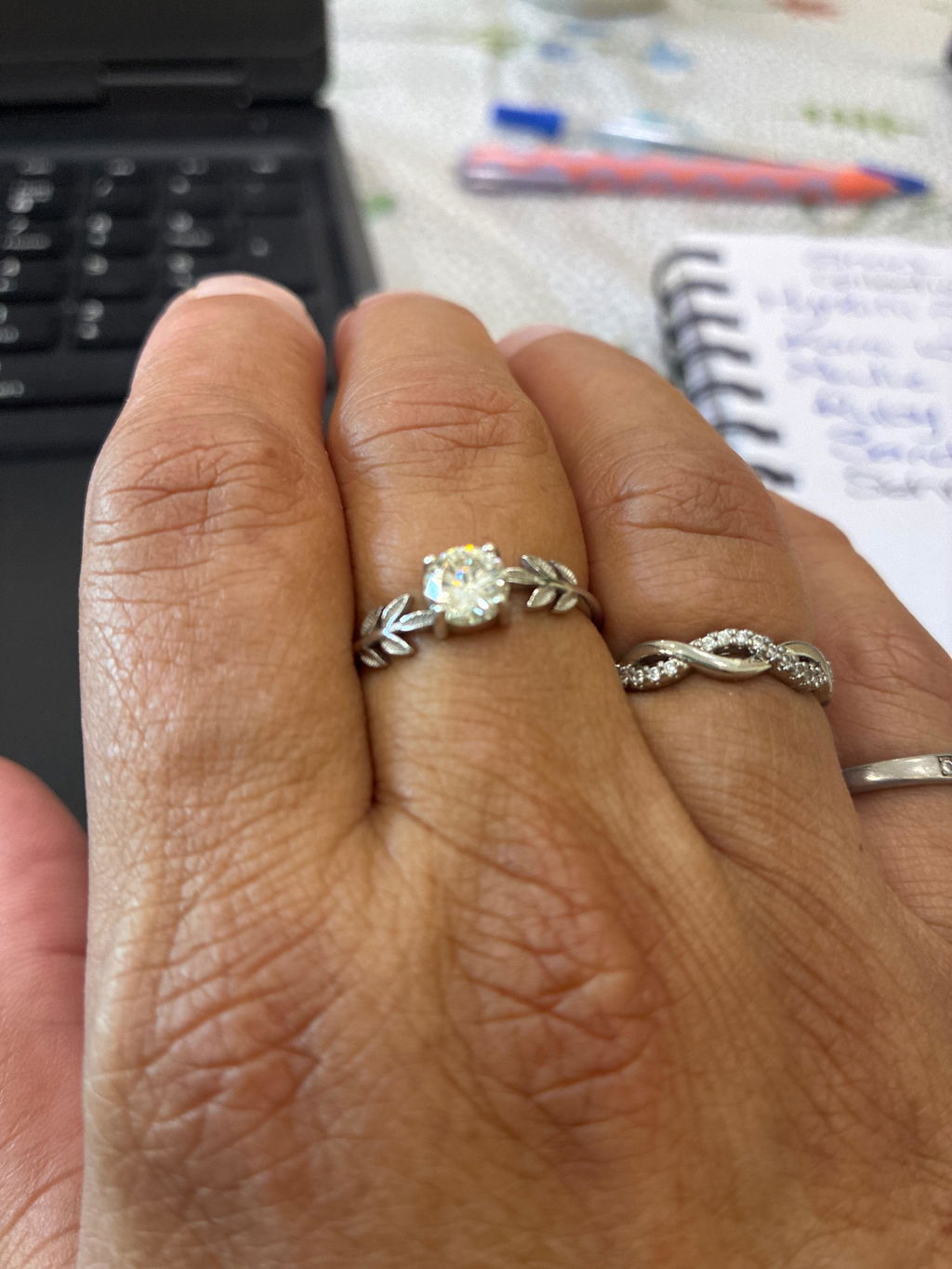 1 Carat Moissanite Olive Leaf Gemstone Ring