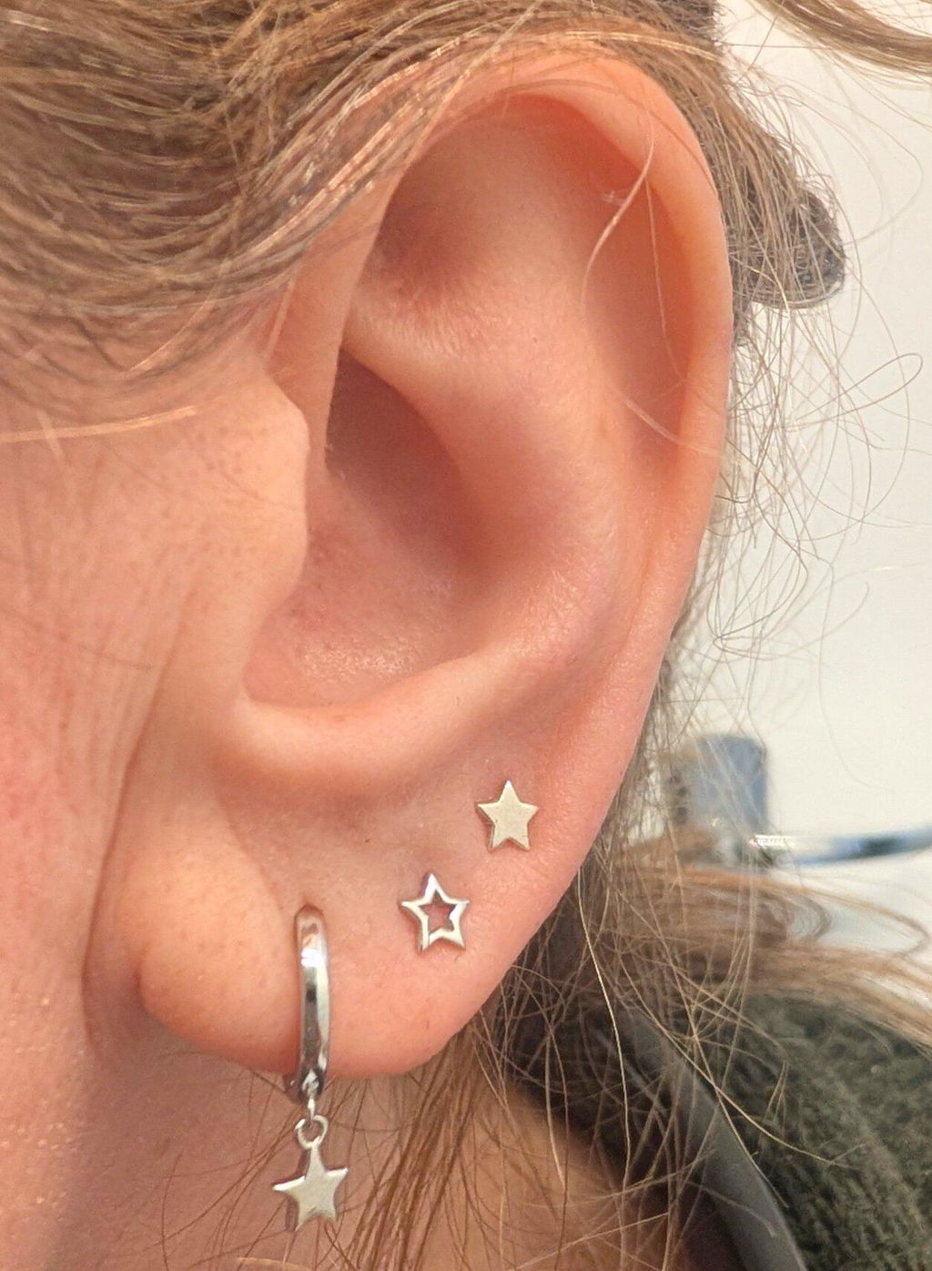 Very Tiny Sterling Silver Tiny Little Open Star Cutout Stud Earrings, Silver, Gold or Rose Gold, Cute and Fun Jewellery