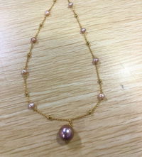 Starry Night Pearl Necklace with Round Pendant
