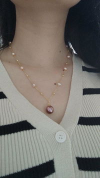 Starry Night Pearl Necklace with Round Pendant