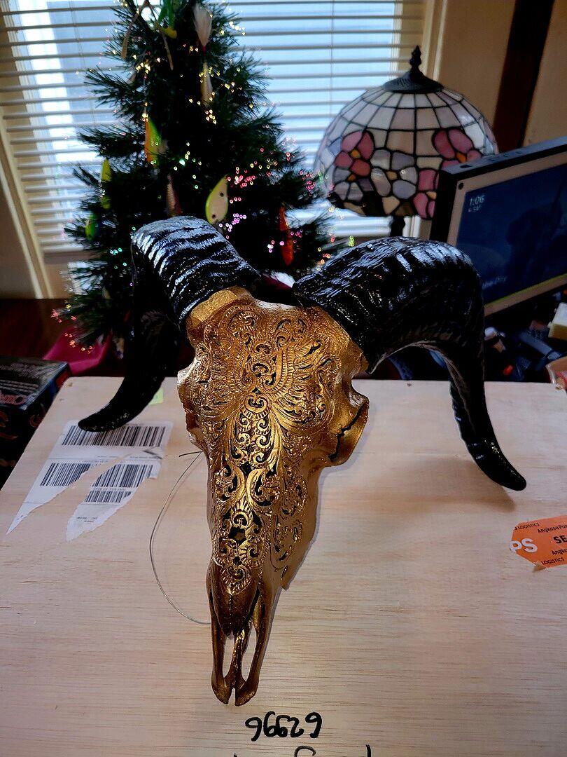 Hand Carved Ram Skull - Black Phoenix – Skull Bliss