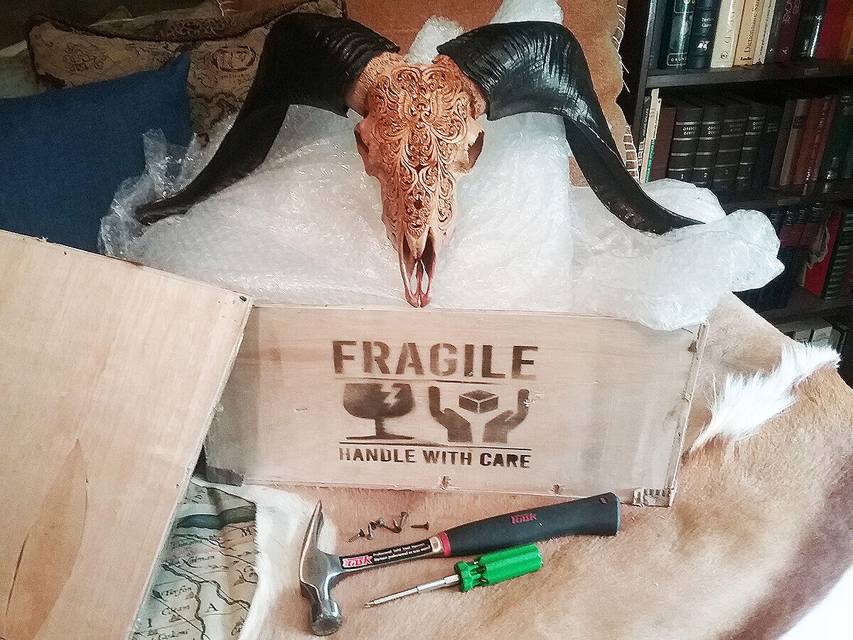 Hand Carved Ram Skull - Black Phoenix – Skull Bliss