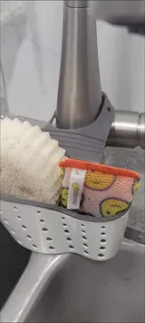 Adjustable Hanging Kitchen Sink Soap & Sponge Basket