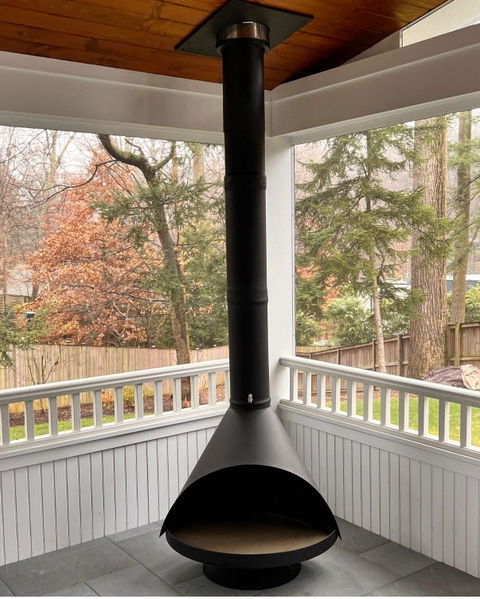 Malm Zircon 34" MCM Floating Cone Fireplace | Wood Burning & Gas | In Stock Ready to Ship | Made in USA