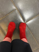 Colour Block Glitter Wool Blend Boot Socks in Navy Blue/Cream
