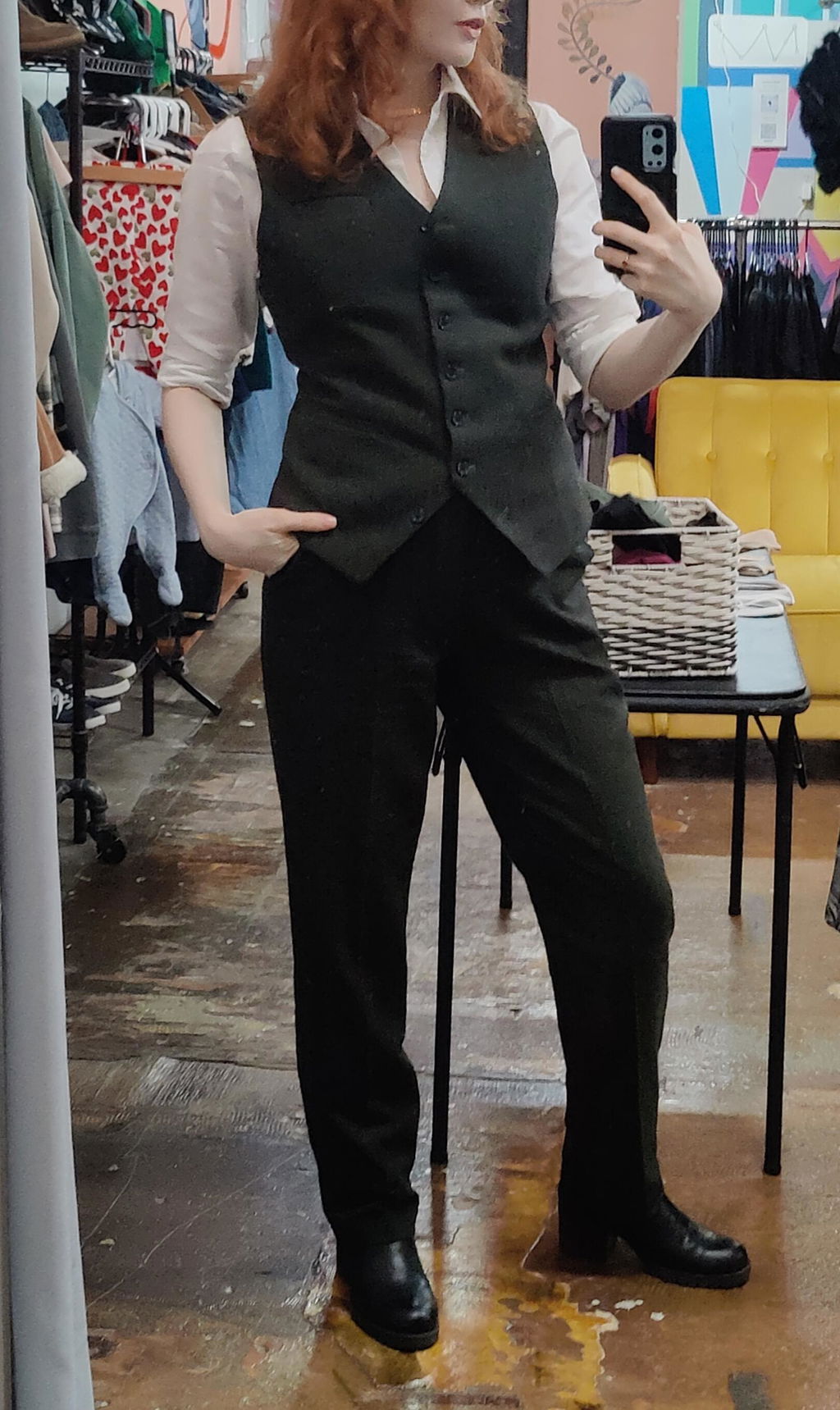 SoloveDress Women's 3 Piece Herringbone Tweed Suit Notch Lapel Single Button Pants Set (Blazer+Vest+Pants)