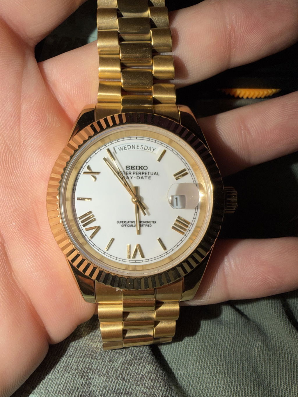 Day-Date Mod "Yellow Gold/White Roman" Watch