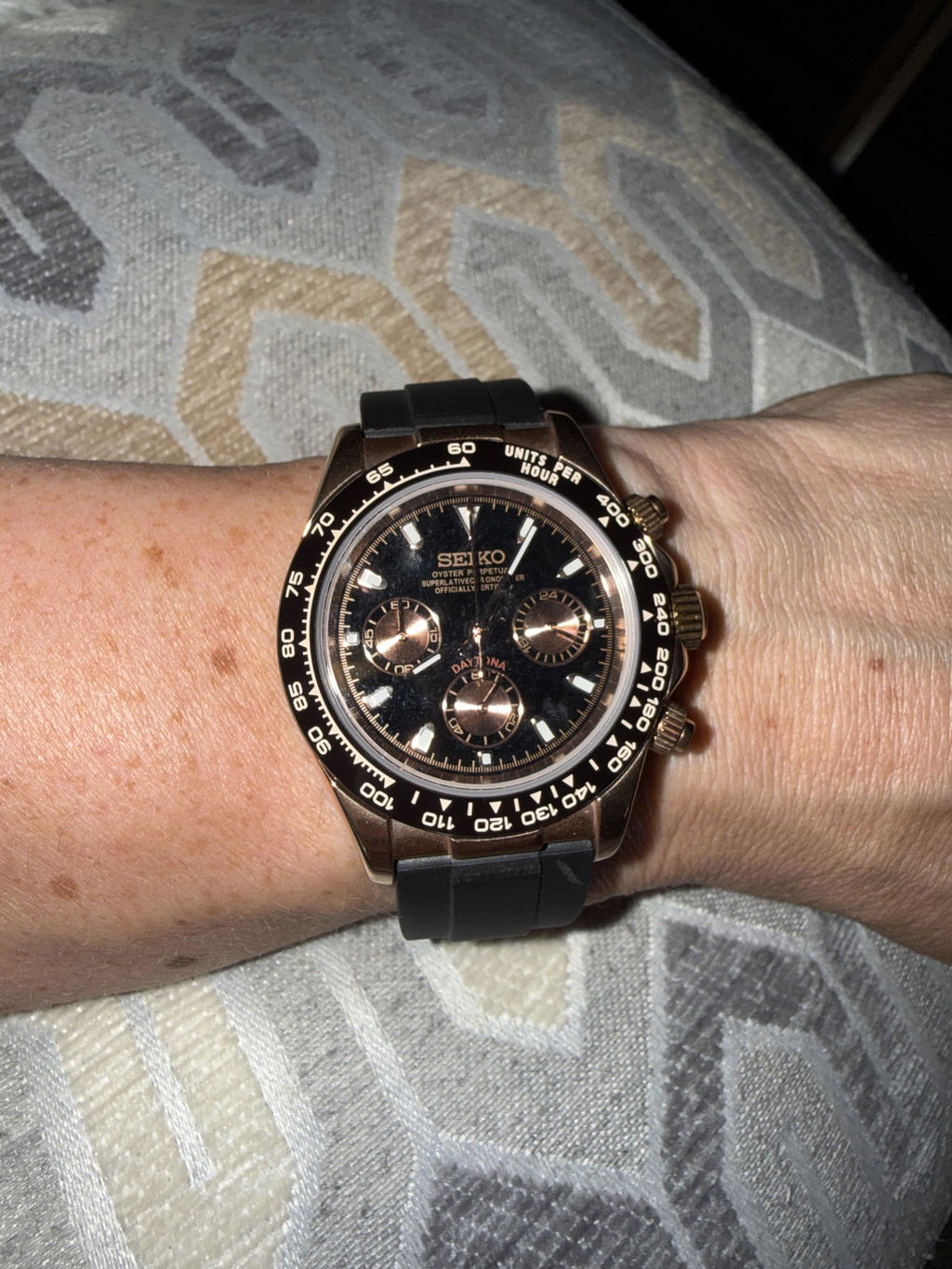 Daytona Mod "Rose Gold/Flex” Chronograph Watch