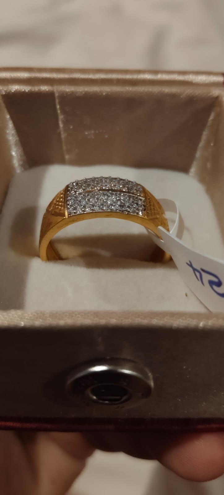 1 Gram Gold Plated with Diamond Popular Design Ring for Men - Style B788