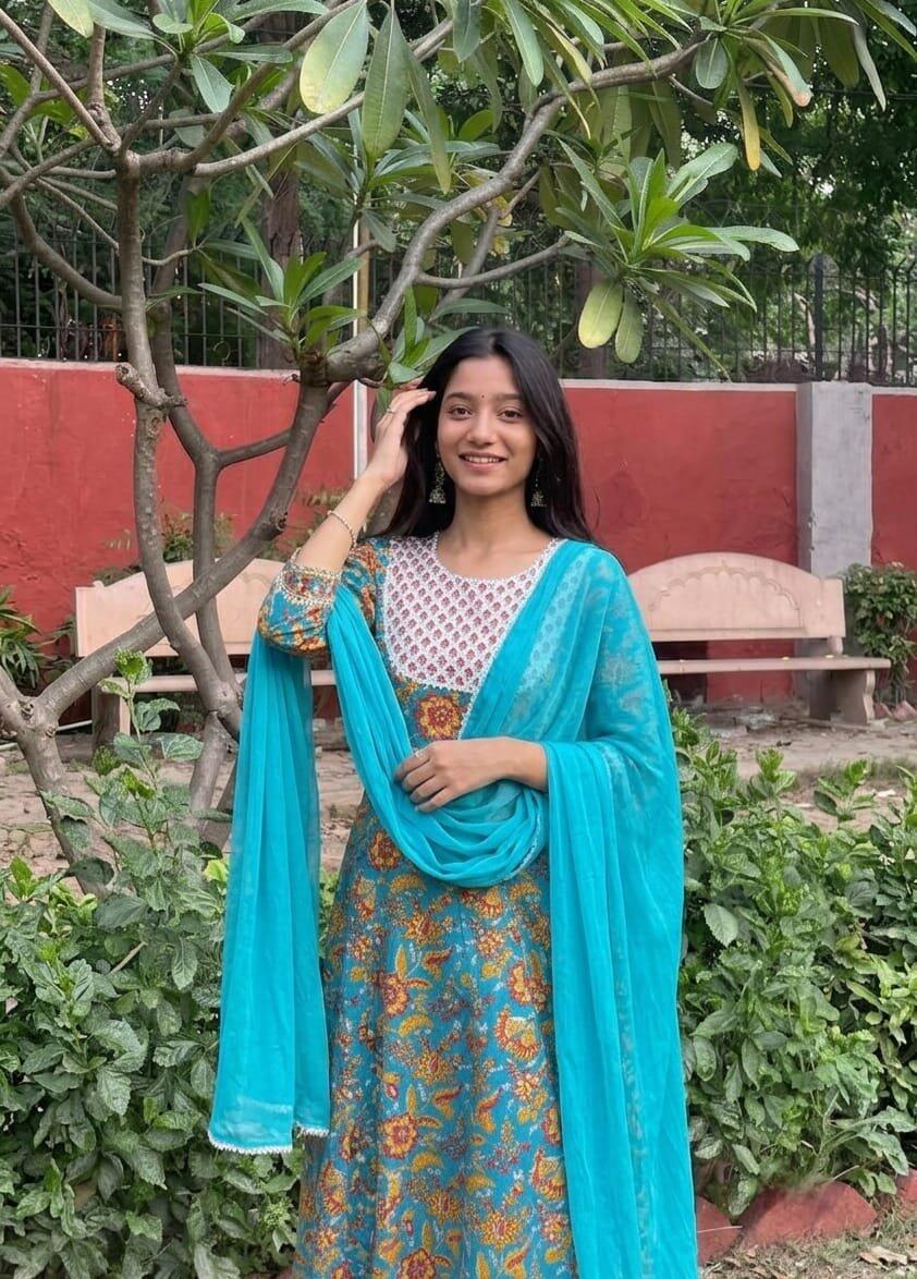 SootiSyahi-“Turquoise Festival" Hand Block Printed Cotton Suit Set