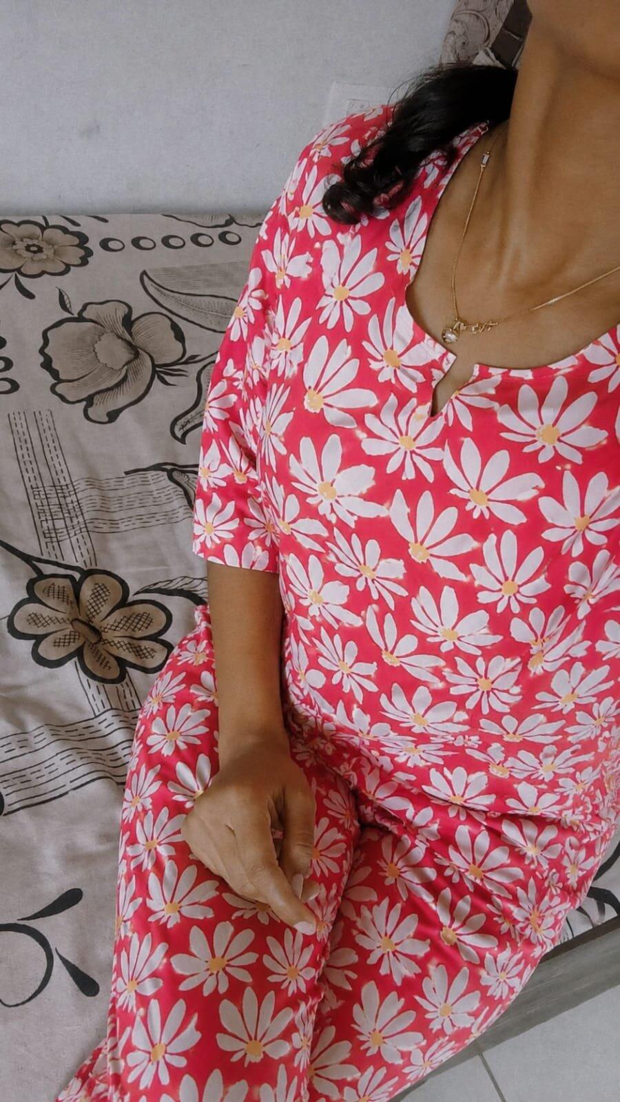 Sootisyahi 'Blush Floral' Handblock Printed Pure Cotton Night Suit