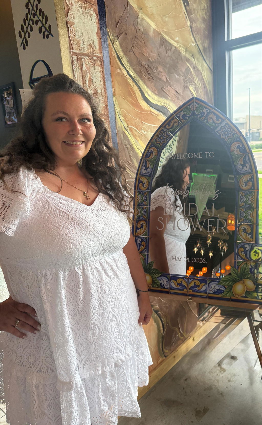 Italian Blue Tile Bridal Shower Sign — Lemon Arch
