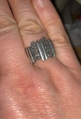 Brutalist ring boho architectural band  sterling silver women girls