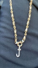 10kt Yellow Gold Round Diamond Initial Pendant