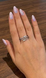 925 Sterling Silver Snake Bypass Ring - Sparkling Micro-Pavé CZ