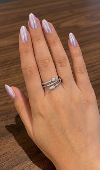 925 Sterling Silver Snake Bypass Ring - Sparkling Micro-Pavé CZ