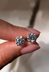 Sterling Silver Set of 3 Cubic Zirconia Stud Earrings