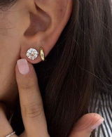 Lab Grown Moissanite Solitaire 6mm Round Stud Earring VVS in Sterling Silver 1.6 ct