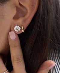 Lab Grown Moissanite Solitaire 6mm Round Stud Earring VVS in Sterling Silver 1.6 ct