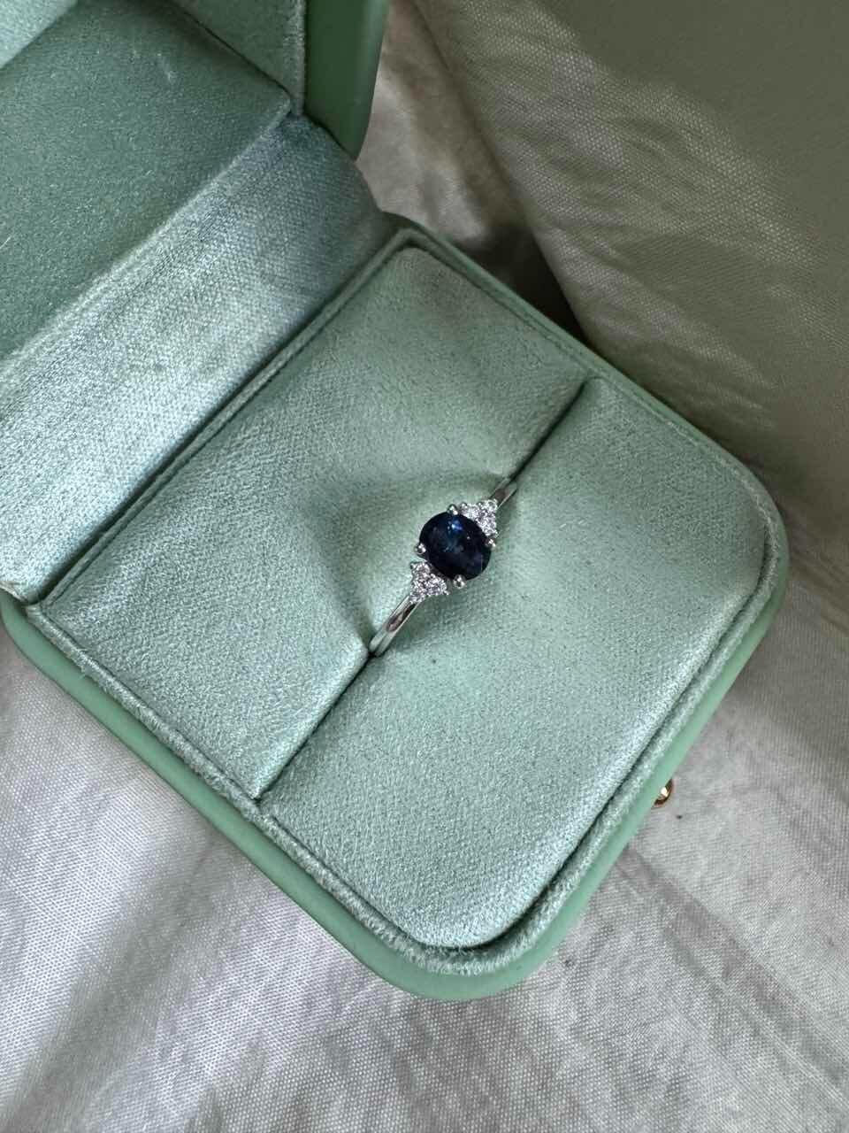 Azure Serenity | Oval Cut Rare Blue Sapphire Solitaire Engagement Ring