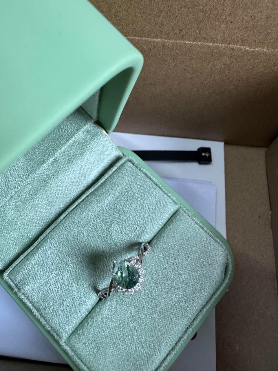 Barbara’s Grove | Pear Moss Agate Infinity Engagement Ring