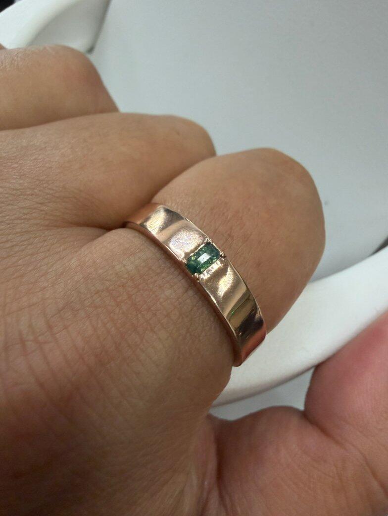 Moss Trace | Inner Engraved Moss Agate Men's Wedding Band