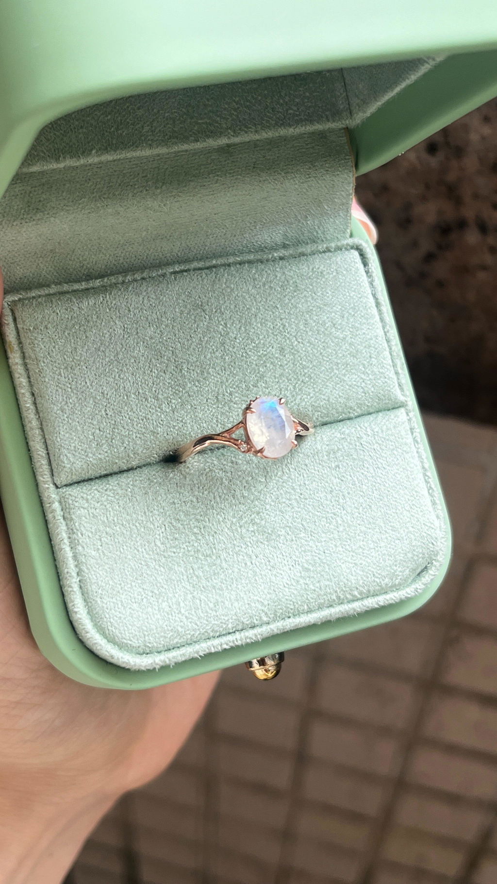 Mirelle's Glade | Oval Moss Agate Engagement Ring