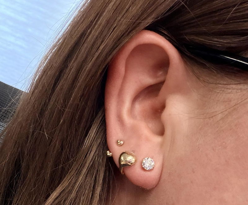 Round 4-Prong Lab-Grown Diamond Stud Earrings — customer photo by Kristina