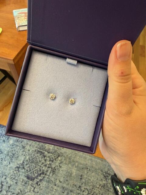 Round 4-Prong Lab-Grown Diamond Stud Earrings — customer photo by TaylorD