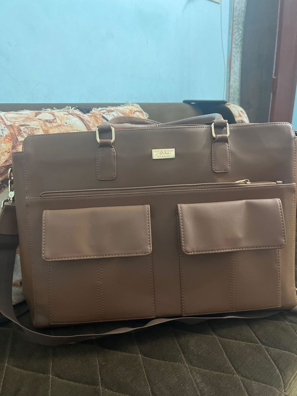 Mocha Elegance Oversized Tote bag for 17" laptop