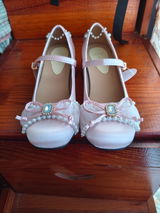 Pinky Coquette Princess Fairy Light Pink Bow Brooch Mary Jane Shoes