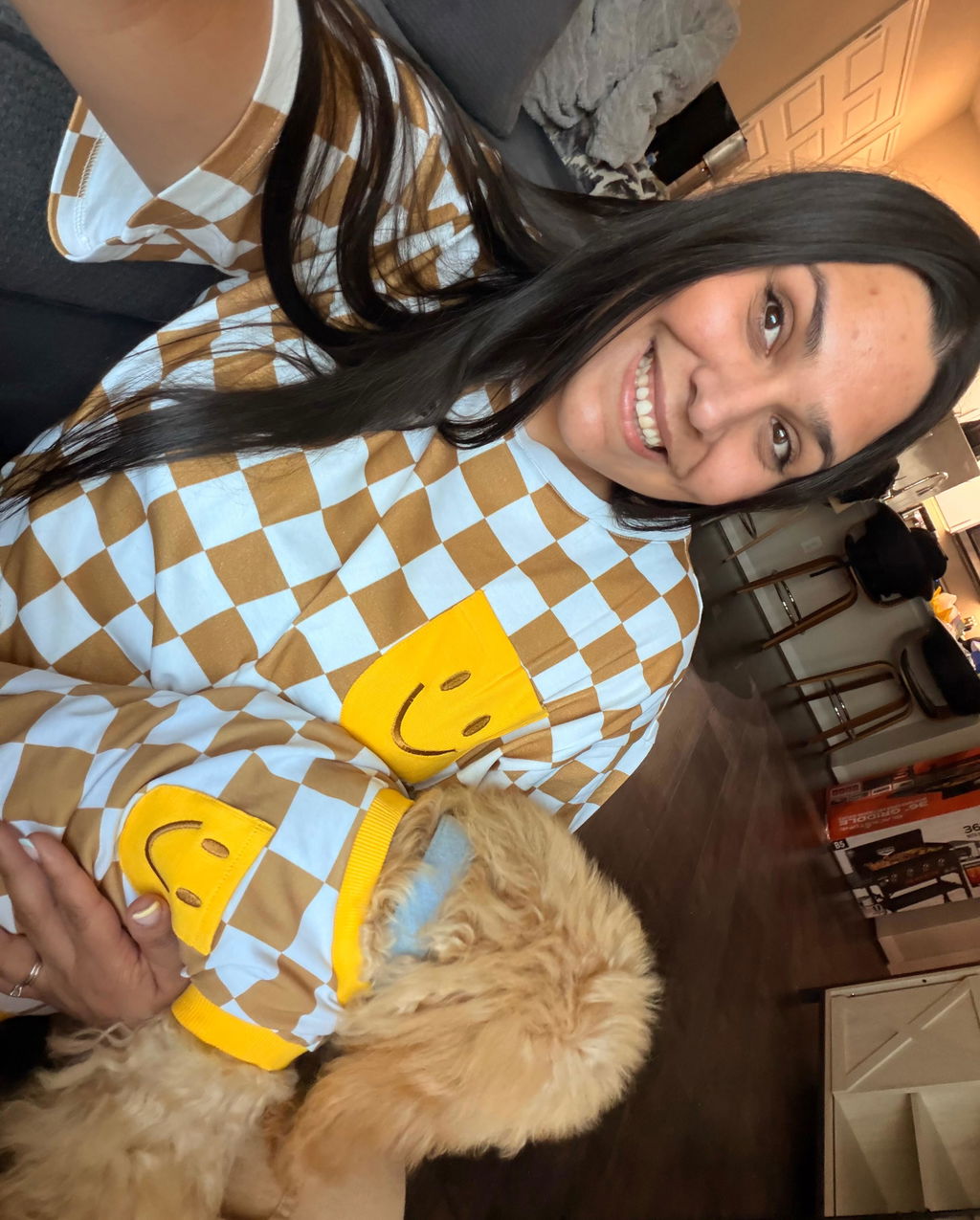Smiley Cotton 2-Piece Matching T-shirt For Dog and Dog Parents
