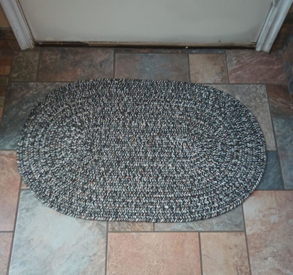 Beige Farmhouse Rug -  Washable Indoor/Outdoor -Primitive Braided Rugs  - Made in USA