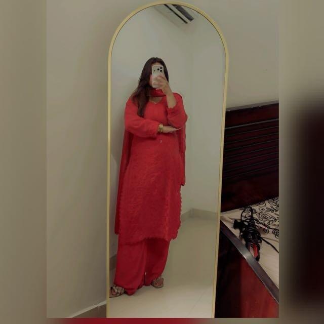 Viscose Georgette Chikankari Kurta With Palazzo And Dupatta