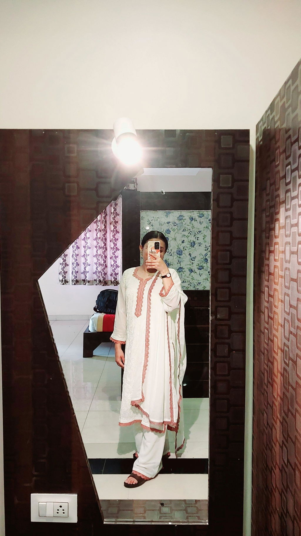 Women’s Georgette Chikankari Kurti Set with Palazzo & Dupatta