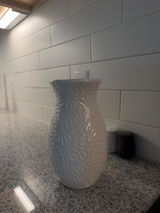 Hand Painted Mexican Talavera Flower Vase, Ivory Cream & White Cielito Lindo