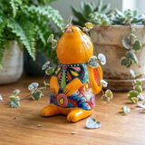 Hand Painted Mexican Talavera Small Bunny Rabbit Figure, Golden Yellow