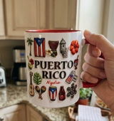 Custom Puerto Rico Accent Mug With Many Puerto Rico Symbols