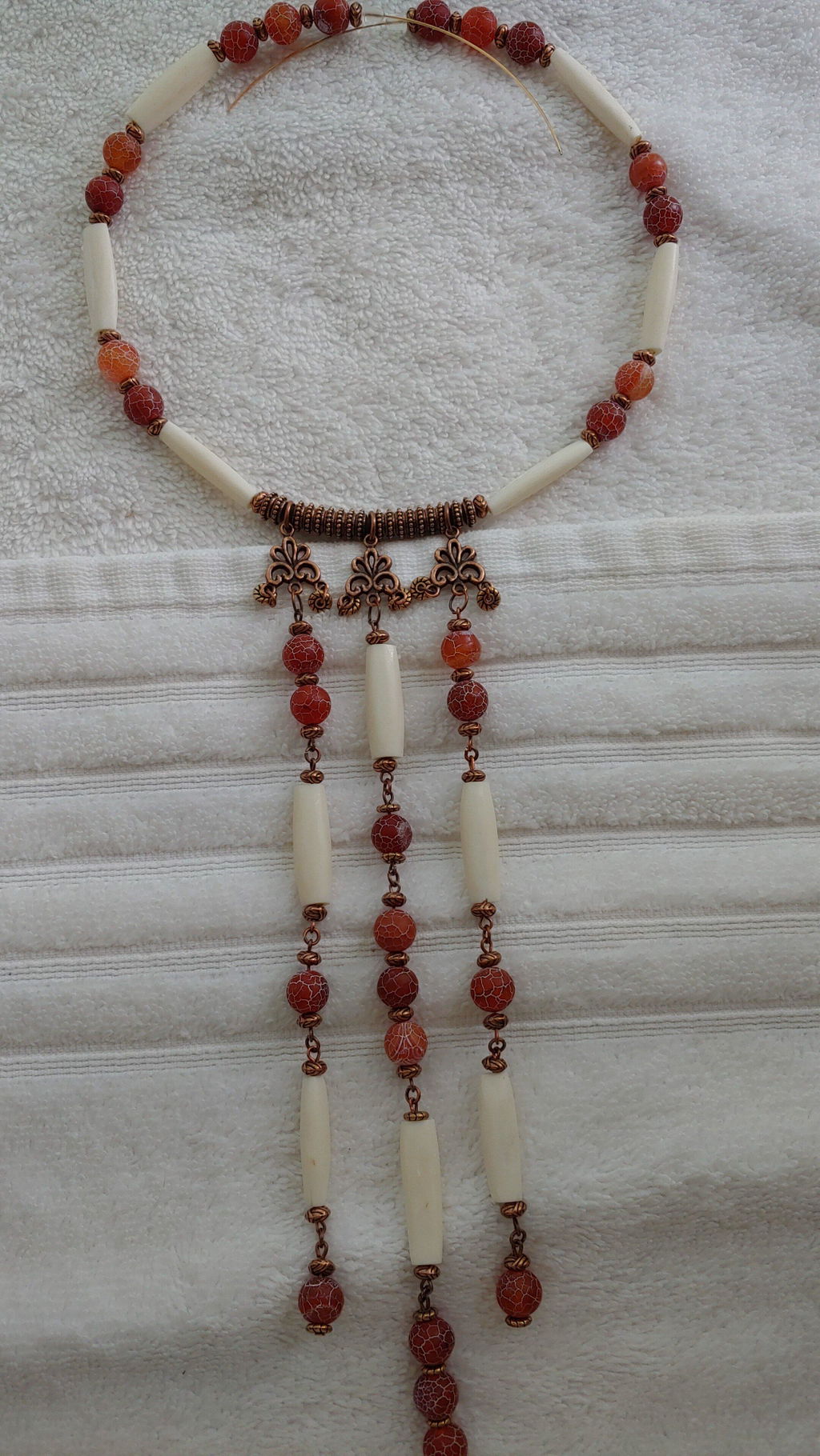 African Batik Bone · Smooth · Irregular Elongate Tube · 8mm