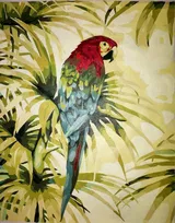 Flowers and Parrot
