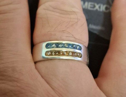 Men's Cremation Ashes Double Channel Ring