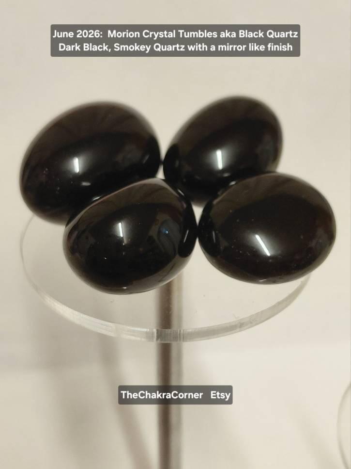 4 x Black Quartz (Morion) Tumble Stones