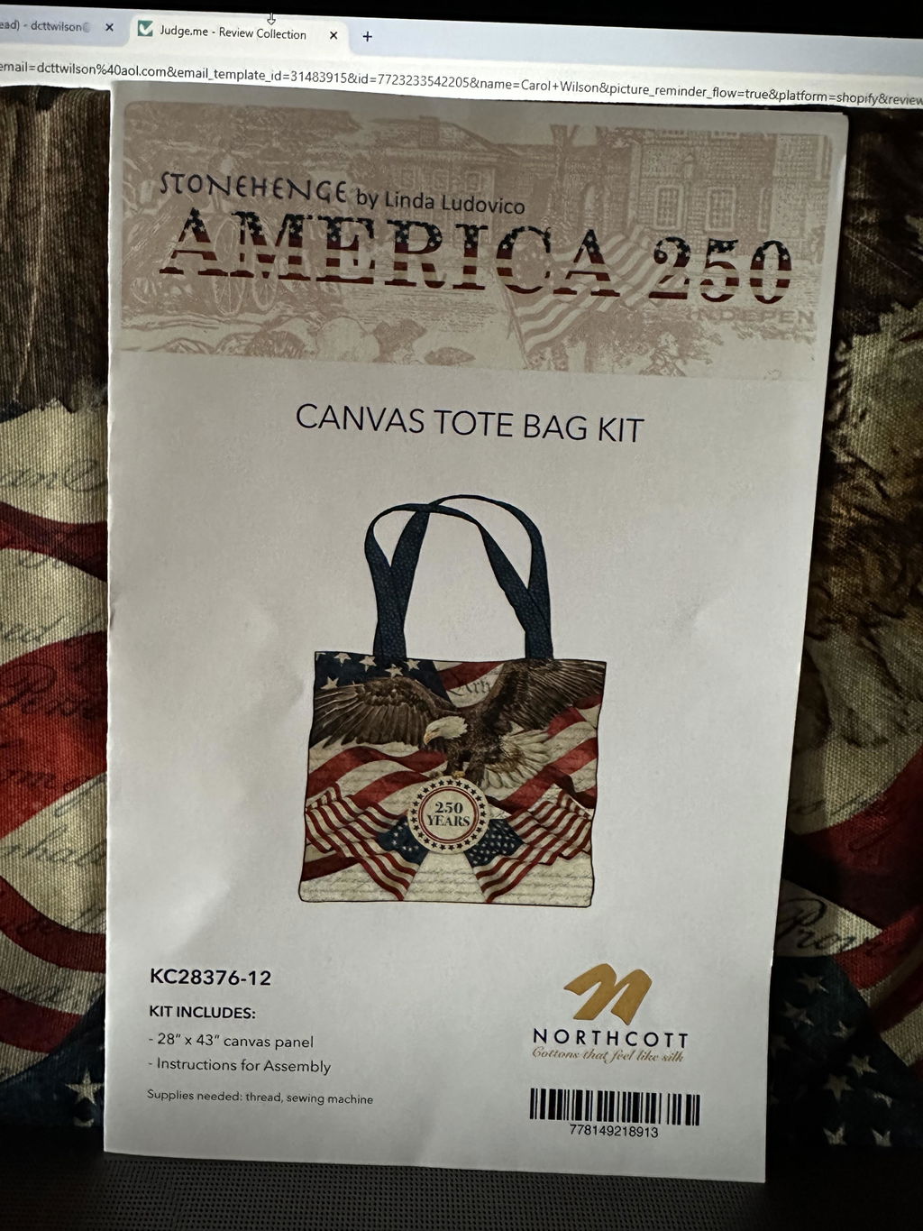 America 250 Tote Bag Panel Project Kit