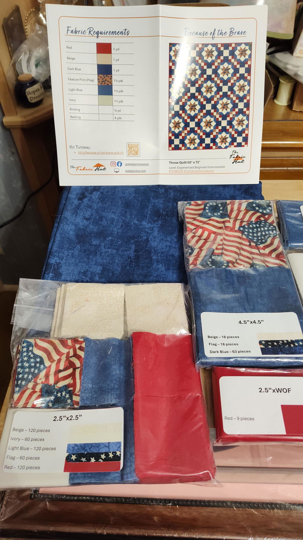 Because of the Brave Quilting Kit - Pre-Cut with Complete Backing & Binding - Experienced Beginner - 60x72 inches Finished Size